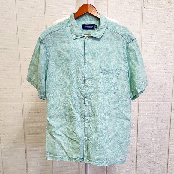 VINYARD VINES Men's Button-down Collared Shirt Light Green Leaf Pattern Linen M - Picture 3 of 8